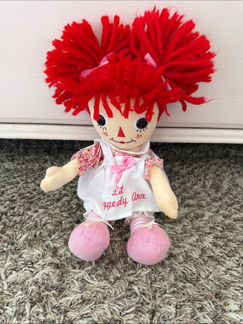 Lil Raggedy Ann Soft Rag Doll in Red Hair and Pink Outfit